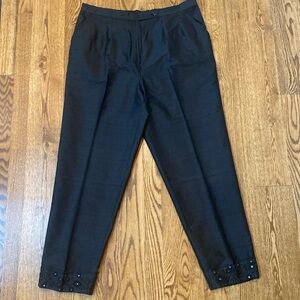 Vintage 100% silk pants straight leg jeweled ankle size 12W made in India